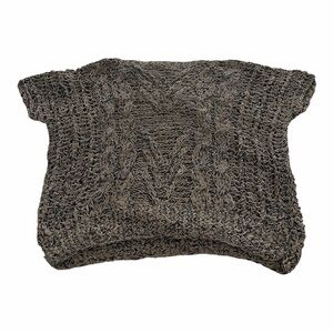 Vintage IMARI Gray Black Leather Woven Short Sleeve Crop Top